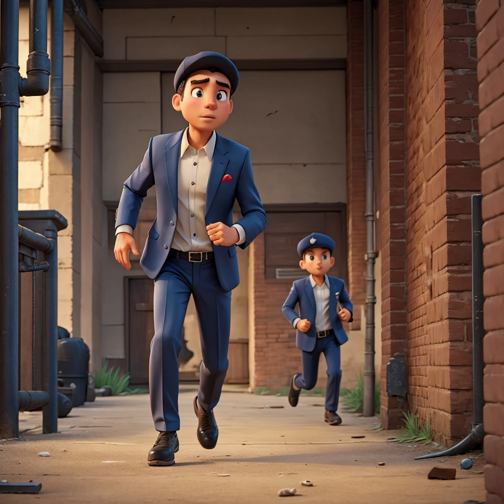 A gangster is running away