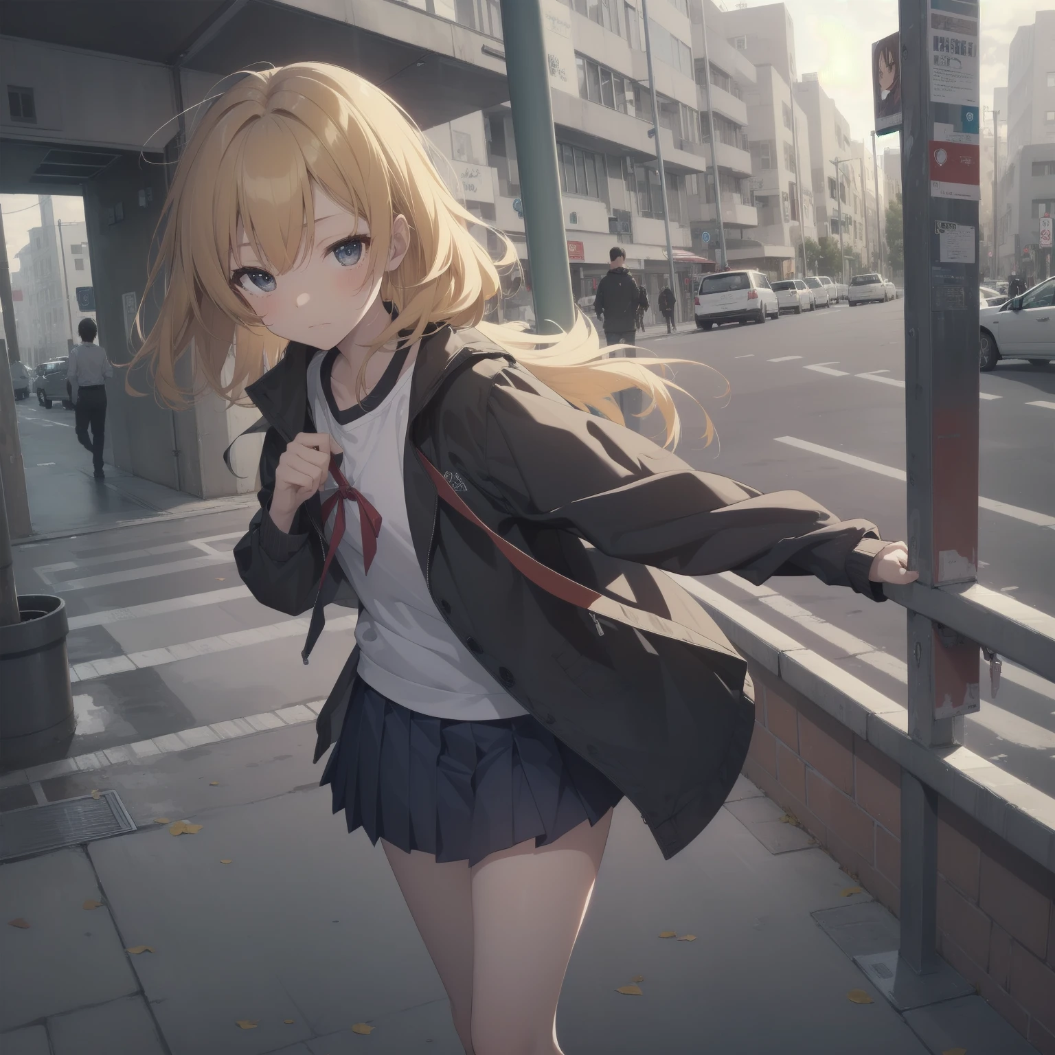 ultra-absurdres-Top quality by artist God, ultra-detailed, high resolution, anime moe artstyle, best anime 8k konachan wallpaper, pixiv contest winner, pool:2810, perfect anatomy,break, 1girl, (Please draw a girl walking sleepily to school alone. )break,(Solo,little female, -yeld:1.Full limbs, complete fingers,a junior hihort hair), short cut, flat chest, , small butt, small black eyes, beautiful detailed eyes, well-proportioned iris and pupils, expressive eyes, highres detailed hair, soft expression, salor school_uniform, sailor collar, serahuku, bow, pleated skirt,(Detailed Lighting), (Detailed background), in the School commute route. break,super detailed skin, Best cinematic lighting powered by famous artist, 8k,beauty illustration,photoshop_(medium),very aesthetic,break,((artist:wa_(genryusui) )), artist:clamp ,artist:carnelian ,artist:kantoku ,