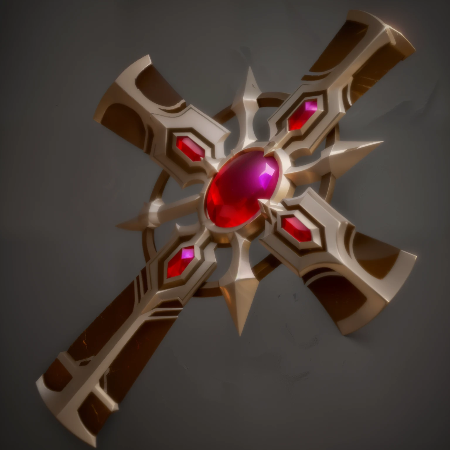Close up of the cross,metal gold edge,Stone material,There is a red gem on the cross, As seen, Hell Relics, Number of polygons, Rendering Art, Role Playing Game Items, Stylized art,3d icons for mobile games,Diablo concept style,