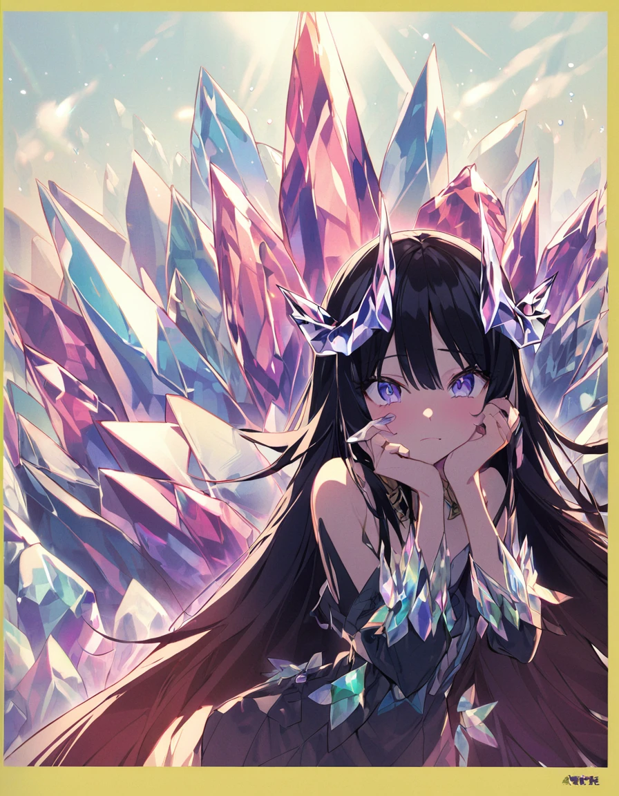 Place your hand on your cheek Perfect Fingers Insanely embarrassing Crystal Horn Shining Crystal Black Hair