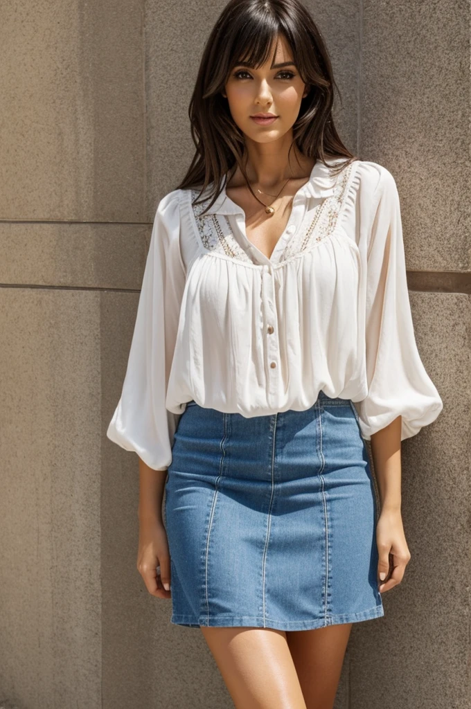 Woman
30 years old
Miniskirt
Loose blouse