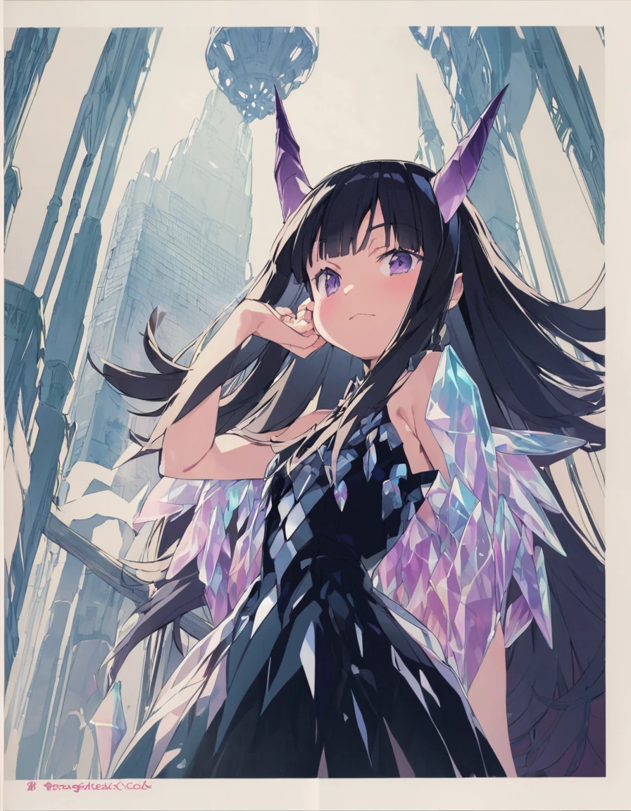 Place your hand on your cheek Perfect Fingers Insanely embarrassing Crystal Horn Shining Crystal Black Hair