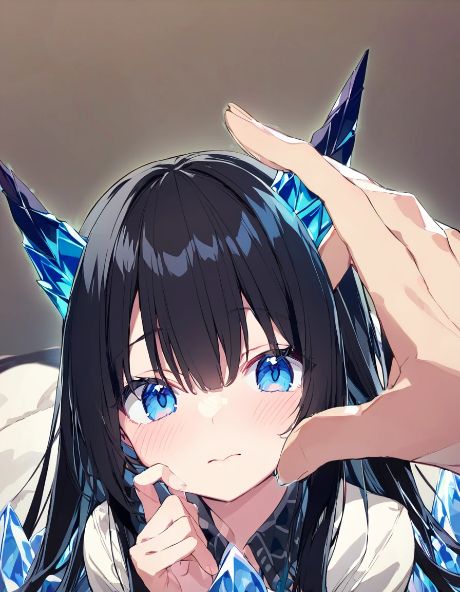 Place your hand on your cheek　Perfect Fingers　Insanely embarrassing　Crystal Horn　Shining Crystal Black Hair