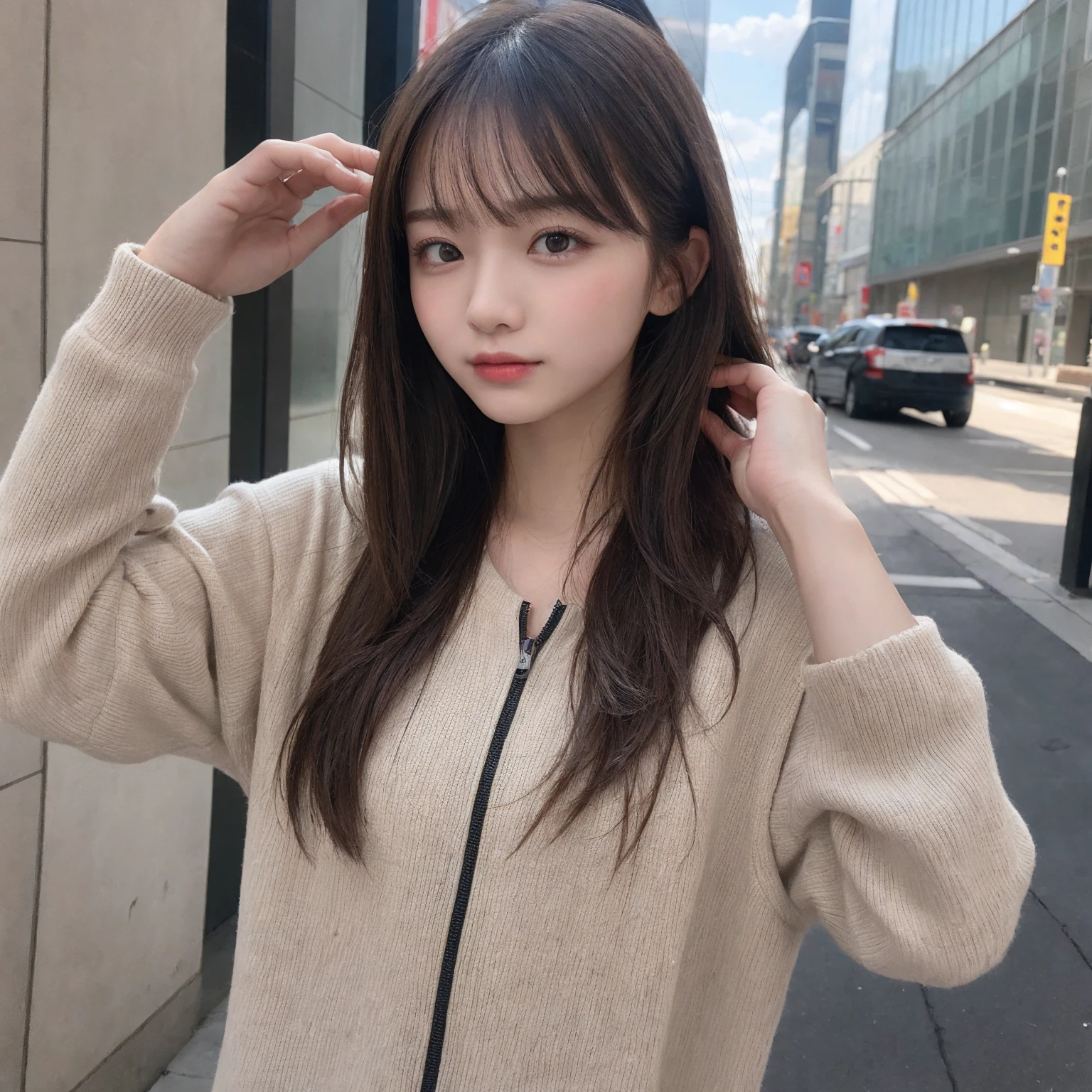 In detail, High resolution, high quality、Perfect dynamic composition, Beautiful attention to detail, Medium Hair, small 、Natural color lip,Kamimei、Shibuya Ward、20-year-old girl、1 person、Clear Skin、Shiny Hair、Tabletop, 最high quality, figure, Super detailed, In detail, High resolution, 8K、The correct state of the human body、Random pose、、Sculpture model pose,Hair dancing in the wind、8K、Natural body、cute