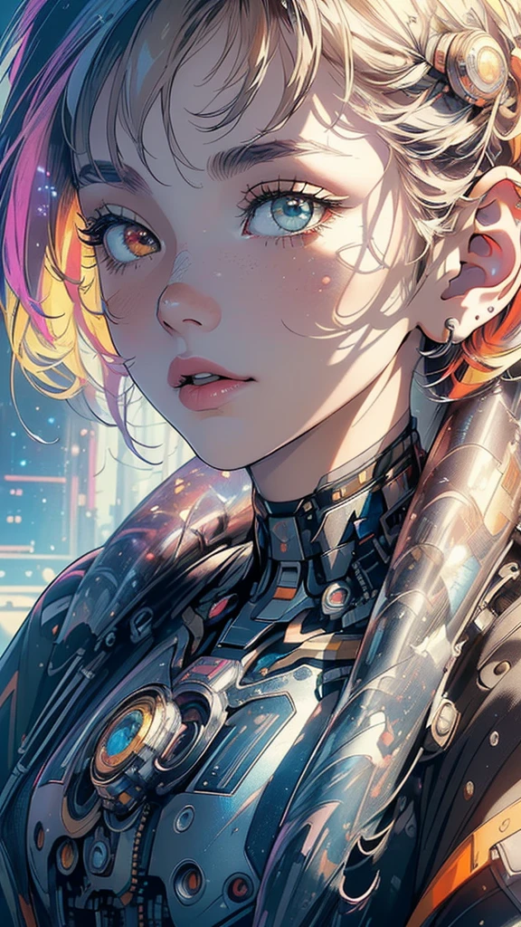 (((masterpiece, highest quality))),(((solo:1.2))),(((1girl:1.2))),32k wallpaper, very detailed,(((((portfolio))))),(((((Close-up))))),(((((bust up))))),((((more various angle)))),(((highlight))),((((heterochromia)))),(((complete. detailed face))),((((Extremely talented)))),((((Wonderfully detailed complicated machine)))),((((genius mechanic)))),((Overall colorfully)),(((futuristic galaxy))),(((perfect clear skinn)))