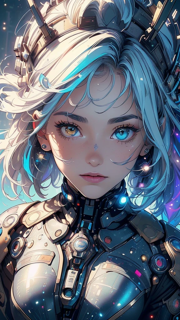 (((masterpiece, highest quality))),(((solo:1.2))),(((1girl:1.2))),32k wallpaper, very detailed,(((((portfolio))))),(((((Close-up))))),(((((bust up))))),((((more various angle)))),(((highlight))),((((heterochromia)))),(((complete. detailed face))),((((Extremely talented)))),((((Wonderfully detailed complicated machine)))),((((genius mechanic)))),((Overall colorfully)),(((futuristic galaxy))),(((perfect clear skinn)))