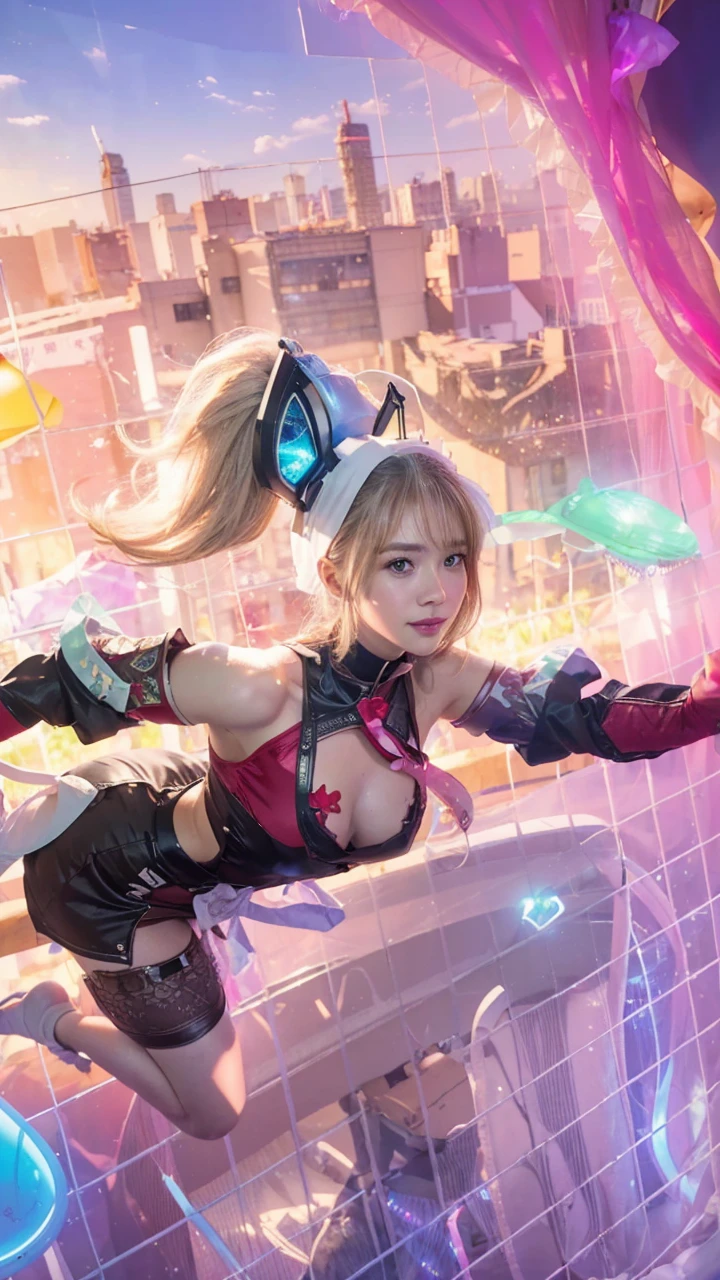 ,8K, Maste Piece, Raw Photo, Best Quality, Photorealistic, Highly Detailed CG Unity 8K Wallpaper, Depth of Field, Cinematic Light, Lens Flare, Ray Tracing, (Extremely Beautiful Face, Lips) Beautiful, beautiful eyes), intricately detailed face, ((super detailed skin)) 1 girl, 1 woman, nurse, nurse cap, pink wear, ((white leg wear, )), long hair, brown hair, red eyes, pink lips, shy smile, standing posture, ((hospital room)), sharp body, short sleeves, female, 25 years old, best quality, mastepiece、 Design: Nanase Nishino