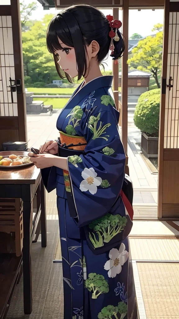 Have broccoli、Girl in kimono。
