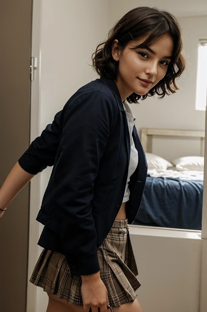 Seductive, A sultry gaze, a slightly parted lips, and a hint of a smile.
