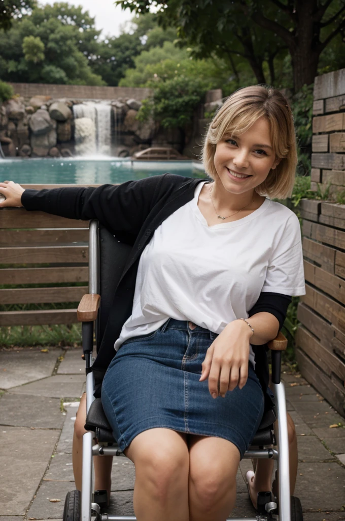 older lady smiling in wheelchair