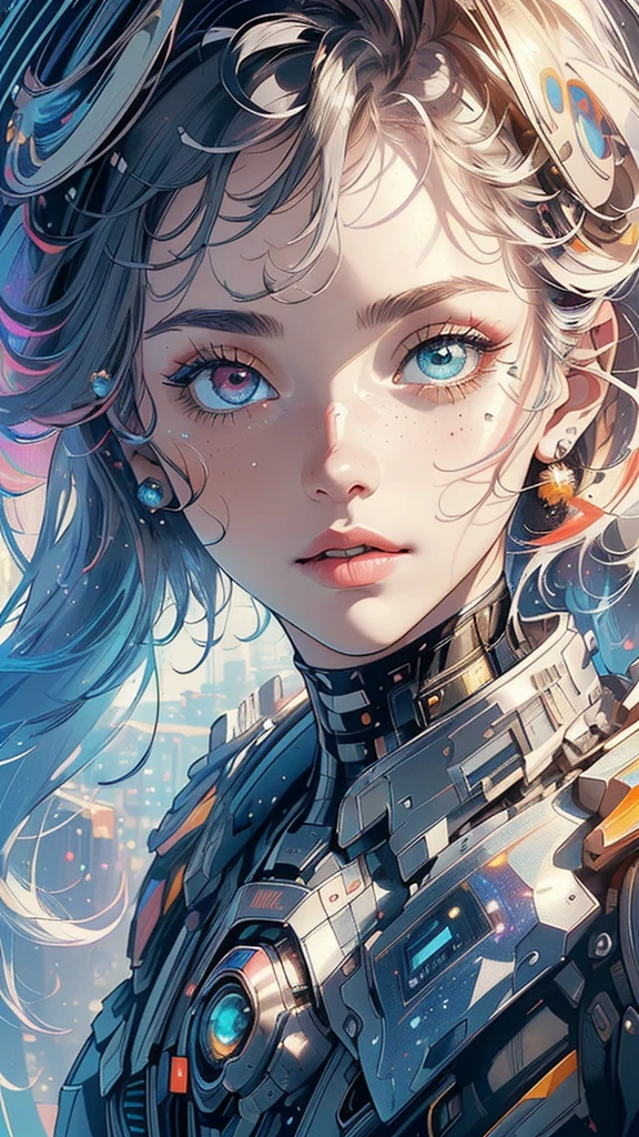 (((masterpiece, highest quality))),(((solo:1.2))),(((1girl:1.2))),32k wallpaper, very detailed,(((((portfolio))))),(((((Close-up))))),(((((bust up))))),((((more various angle)))),(((highlight))),((((heterochromia)))),(((complete. detailed face))),((((Extremely talented)))),((((Wonderfully detailed complicated machine)))),((((genius mechanic)))),((Overall colorfully)),((((futuristic galaxy)))),((((perfect clear skinn))))