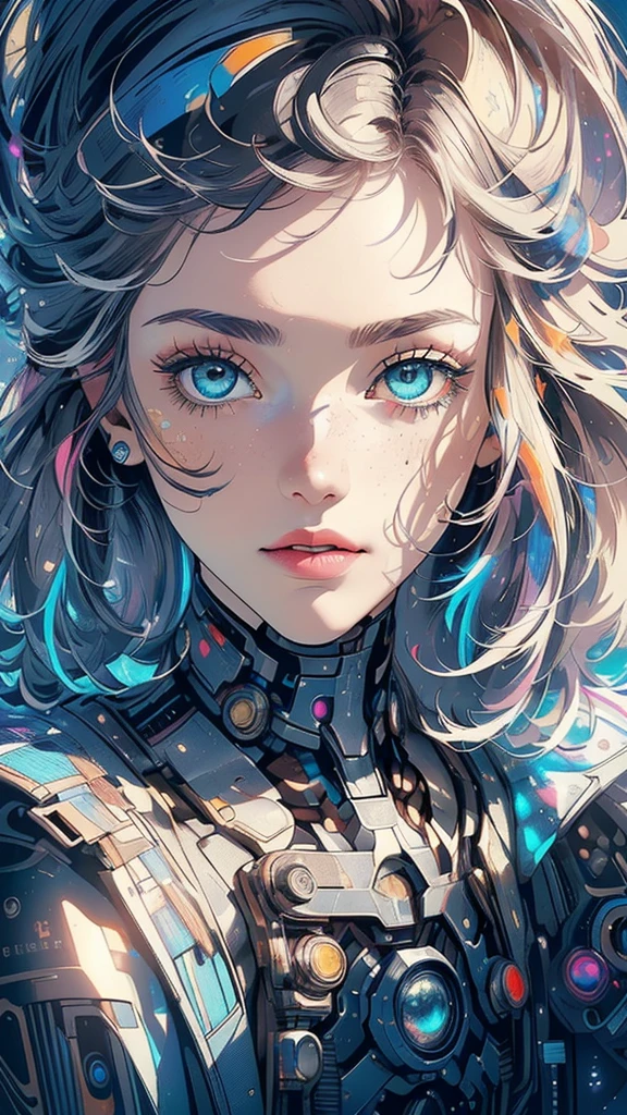 (((masterpiece, highest quality))),(((solo:1.2))),(((1girl:1.2))),32k wallpaper, very detailed,(((((portfolio))))),(((((Close-up))))),(((((bust up))))),((((more various angle)))),(((highlight))),((((heterochromia)))),(((complete. detailed face))),((((Extremely talented)))),((((Wonderfully detailed complicated machine)))),((((genius mechanic)))),((Overall colorfully)),((((futuristic galaxy)))),((((perfect clear skinn))))