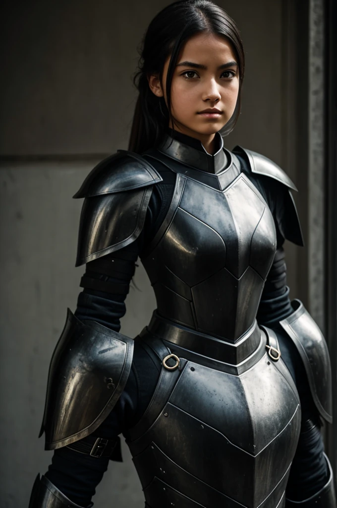 Girl With black modern armor facing left