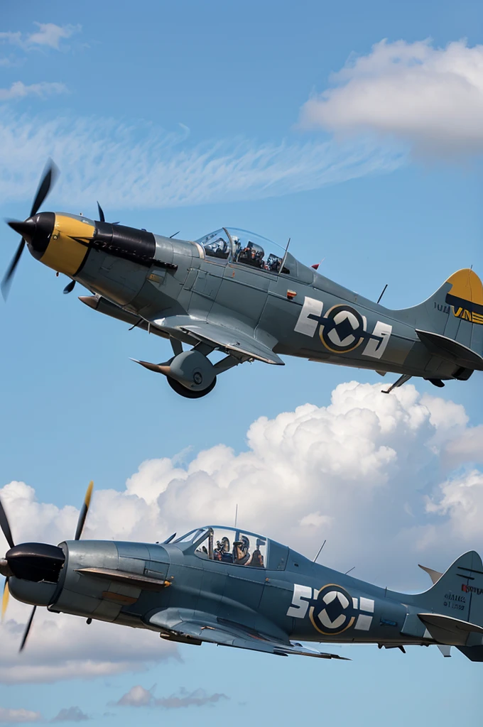 BF109 fighter with blue sky and white sun logo