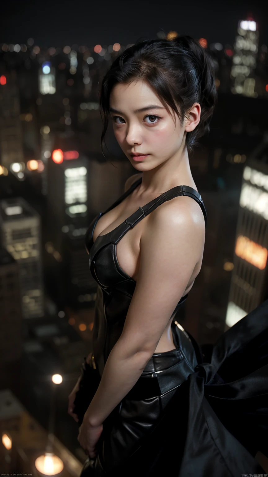 ((masterpiece, Highest quality, High resolution, Realistic, to be born, 8k wallpaper)),((jennifer・Connery:1.4)),Beautiful woman,Delicate depiction, (Huge and stunning goddess shot,From above, Very hot and sexy, Great beauty, Perfect balance, Beautiful body, Slim body beauty: 1.4), 夜の街のスカイラインを見下ろす屋上に立つBatman, Gotham city background, nighttime in Gotham city, Gotham city, 映画Batmanから, Gotham city double exposure, Gotham city style, Batmanのフィルムスチル, metropolis filmic Gotham city, サイバーパンクBatman, Batman映画の静止画, Batman映画ではスチルシネマティック, Gotham setting, Batman, Gotham,
