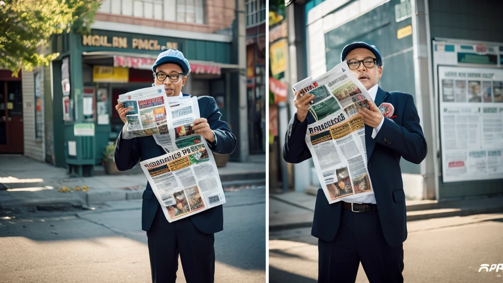 Monkey wearing newspapers. dancing
