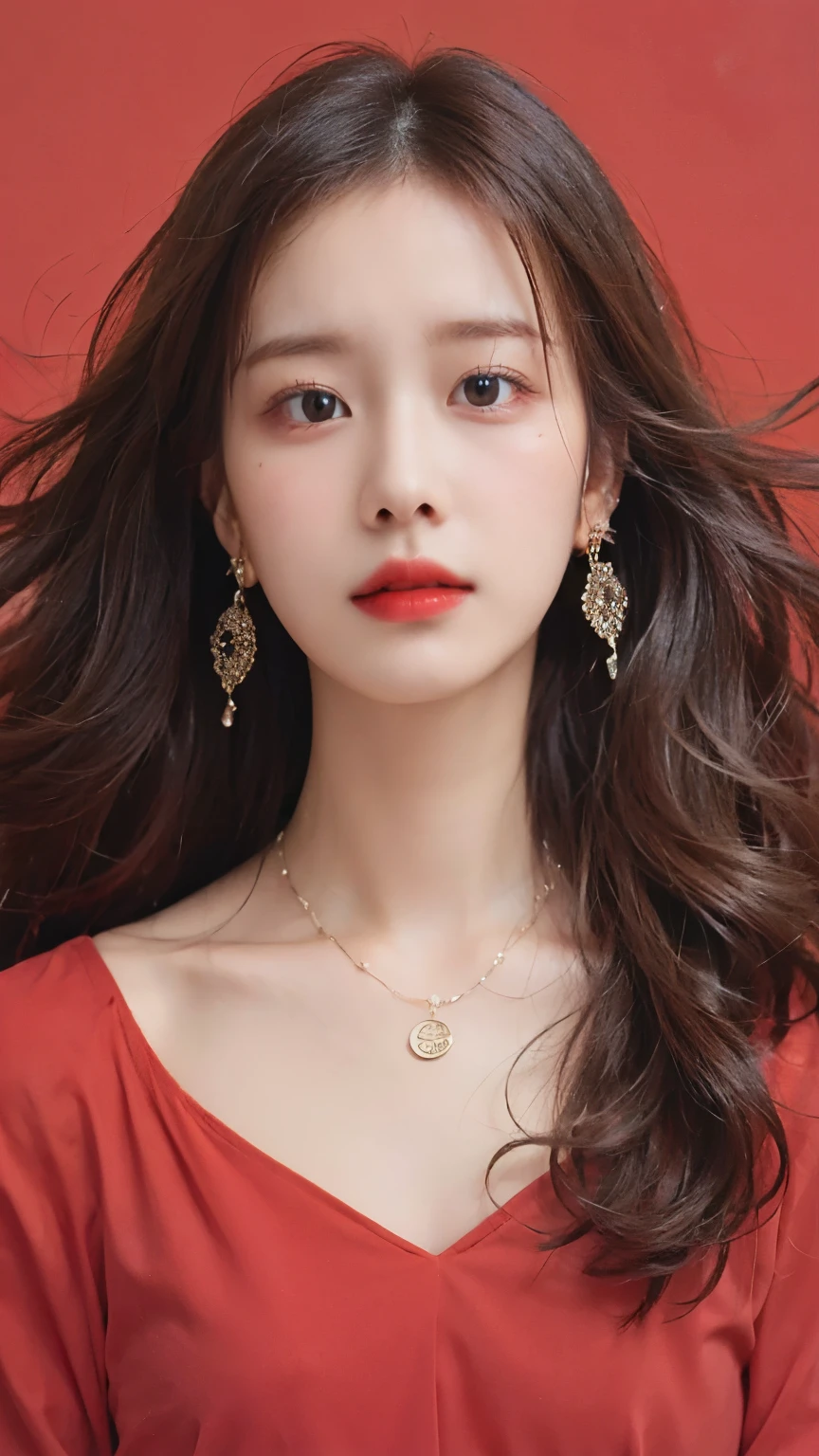 score_9,score_8_consolation,score_7_consolation, 1 woman, 20 years old, long hair, hair blowing in the wind , expressionless,
Beautiful woman, beautiful face, earring, necklace, red background,