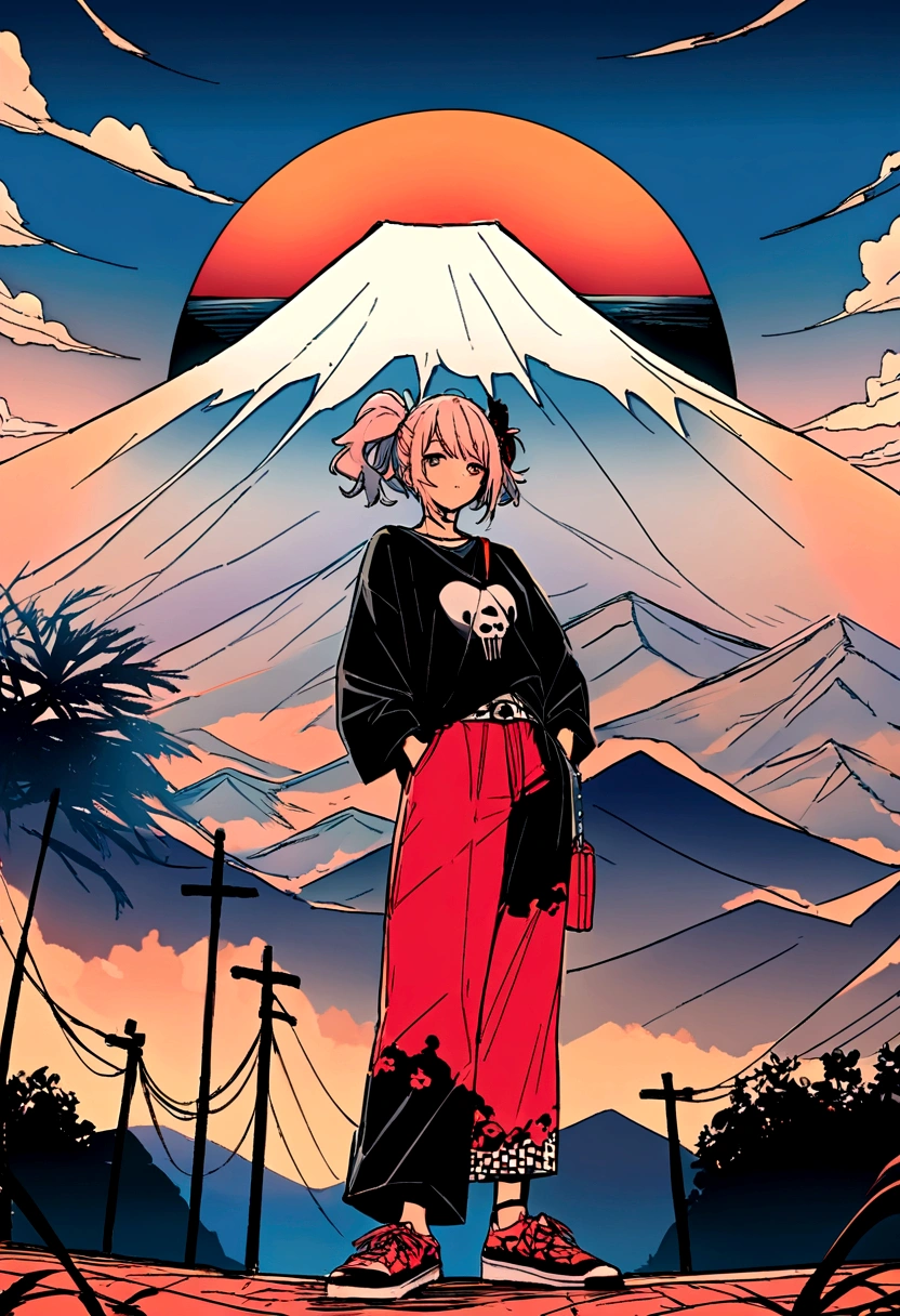 mount. Mount Fuji can be seen at sunrise beyond Enoshima.Center the image【D-toxHome】Character
