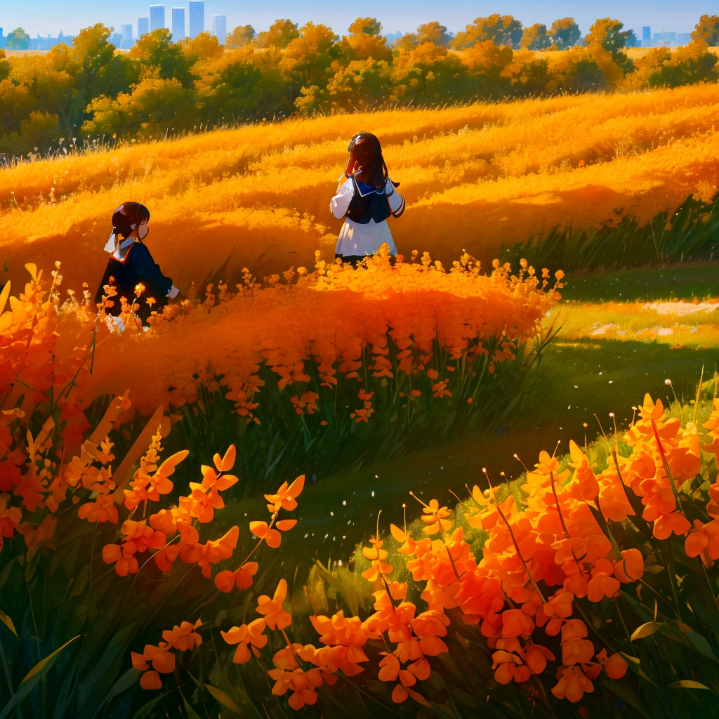 Sea buckthorn field,From near and far,There is a school far away