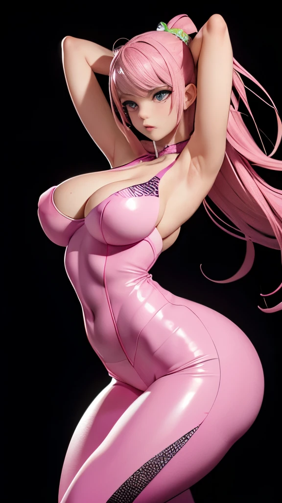 "(Highest quality, High resolution), Woman wearing pink leopard print clothing, Doing a yoga pose, wearing a Tight-fitting bodysuit, Beautiful Face, Attention to detail on the arms and legs, Attractive pose, Tight-fitting bodysuit, Very sensual pose, Ballet-style pose, Photo of slim girl model, Graceful figure, twisted pose, like々Sensual elegance, pink body, wearing a white Tight-fitting bodysuit, Graceful floating pose"