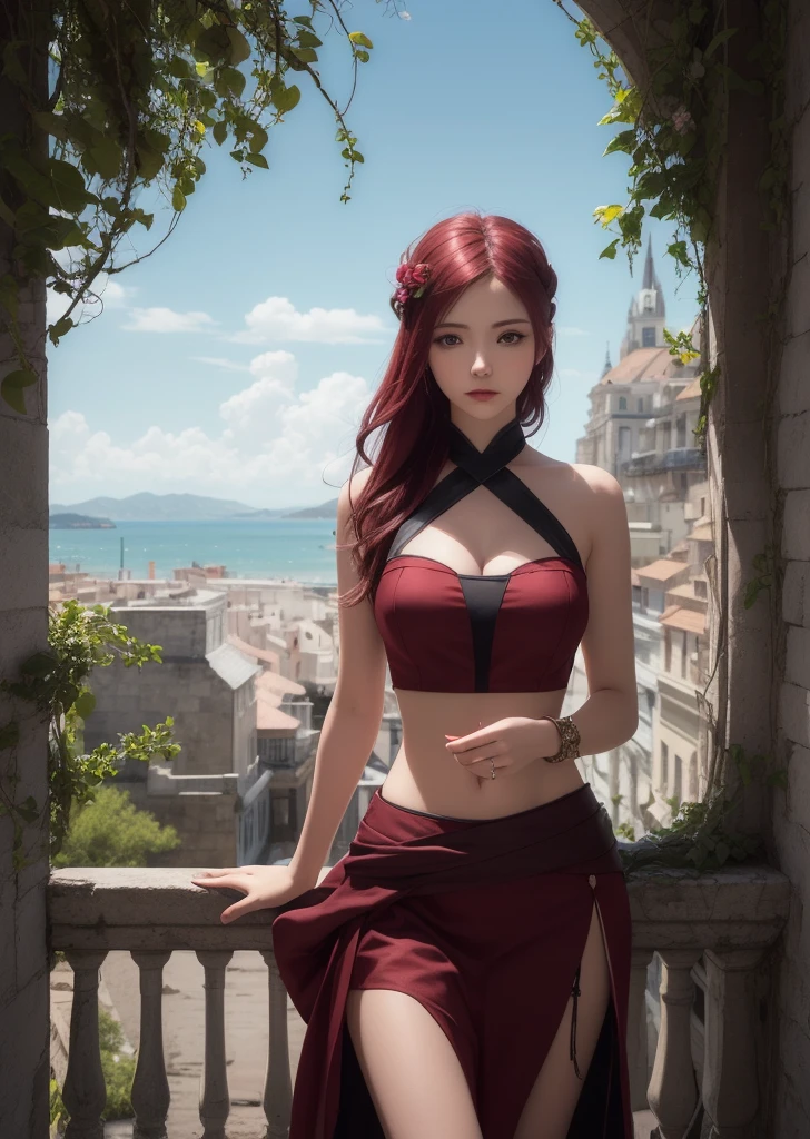 Cute redhead, gravure idol, with rainbow colored hair tips, ribbons in her hair, 18-year-old woman, happy, in twin tails, perfect symmetrical eyes, clear sparkling blue eyes, pale skin, silky smooth skin, standing on a fancy luxurious space ship, large futuristic corridor, control panels, wood trim, decorative plants, warm lighting, wearing a futuristic party dress, pleated (chemise) mini dress (pastel rainbow colors, and polka dots), wearing full body pantyhose, cute short cut booties, There was a woman standing on the pier in a village., Realistic fantasy rendering, Fantasy style 8 k Octane rendering, 3D rendering and matte painting, Film photography art concept, (Octane rendering) Fantasy style, Japonisme 3 d 8 k ultra fine, 2. 5d cgi anime fantasy artwork, Amazing authentic concept art., Artwork in the style of gouache, There was a man in green clothing jumping over a pile of rubble., Top at Fong, dramatic Movie-style action scenes, Stunning action photography, Epic Action, standing on a pile of rubble, Amazing action shots, Realistic fantasy photography, Epic Action Shooter, Image management, Movie-style action scenes, Avatar The Last Airbender, Profile picture 1024px