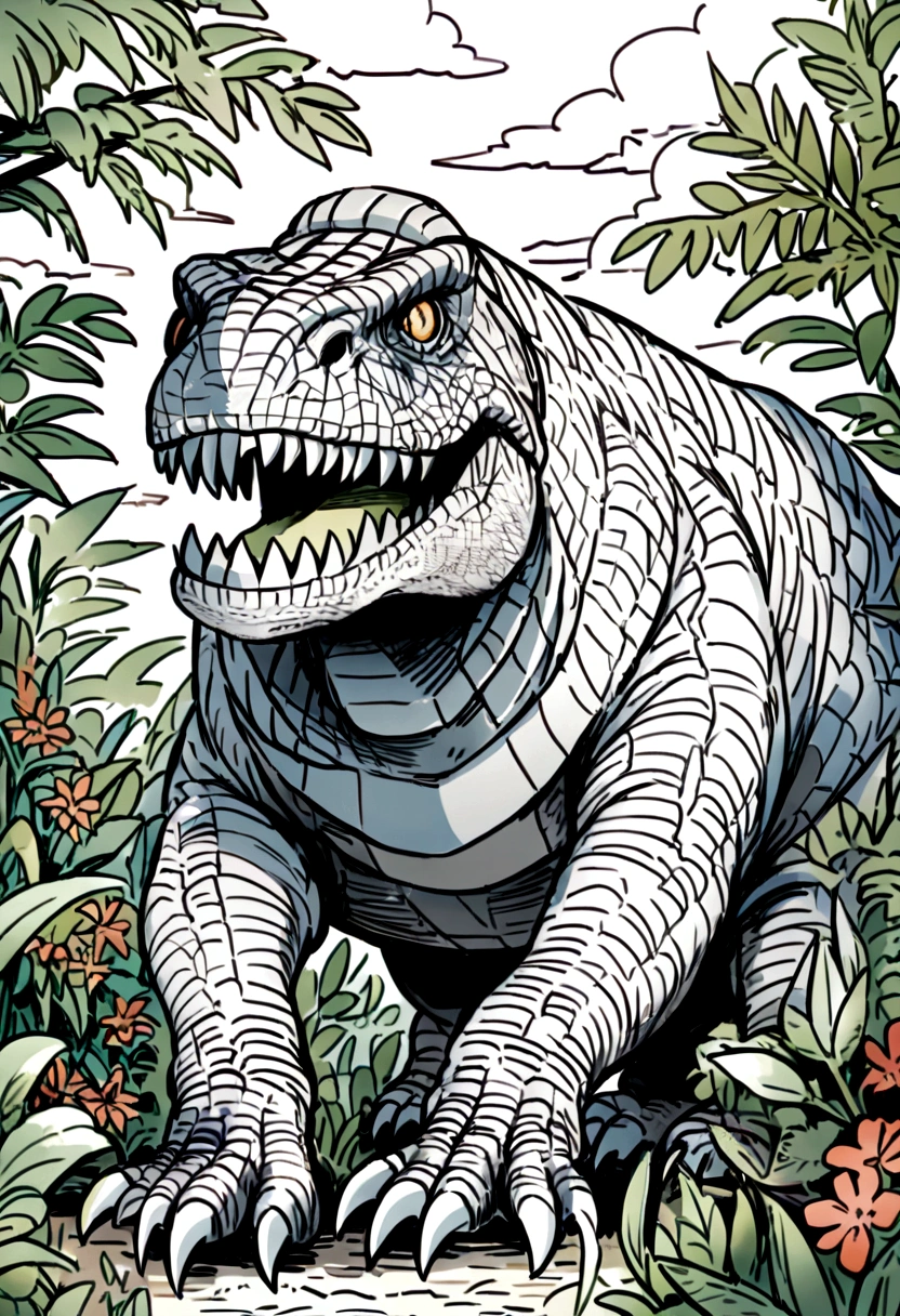 Tyrannosaurus,jungle、Coloring book