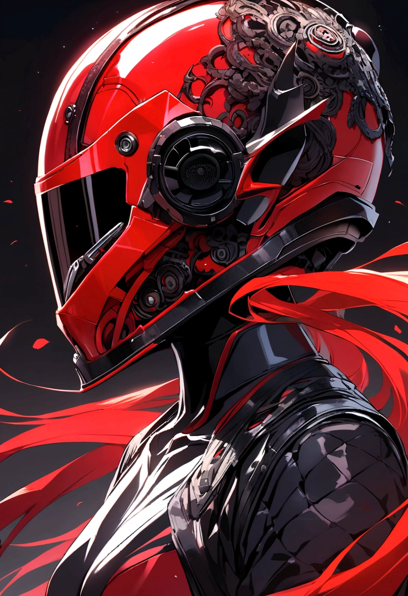 Supercar helmet with long red and black spoilers