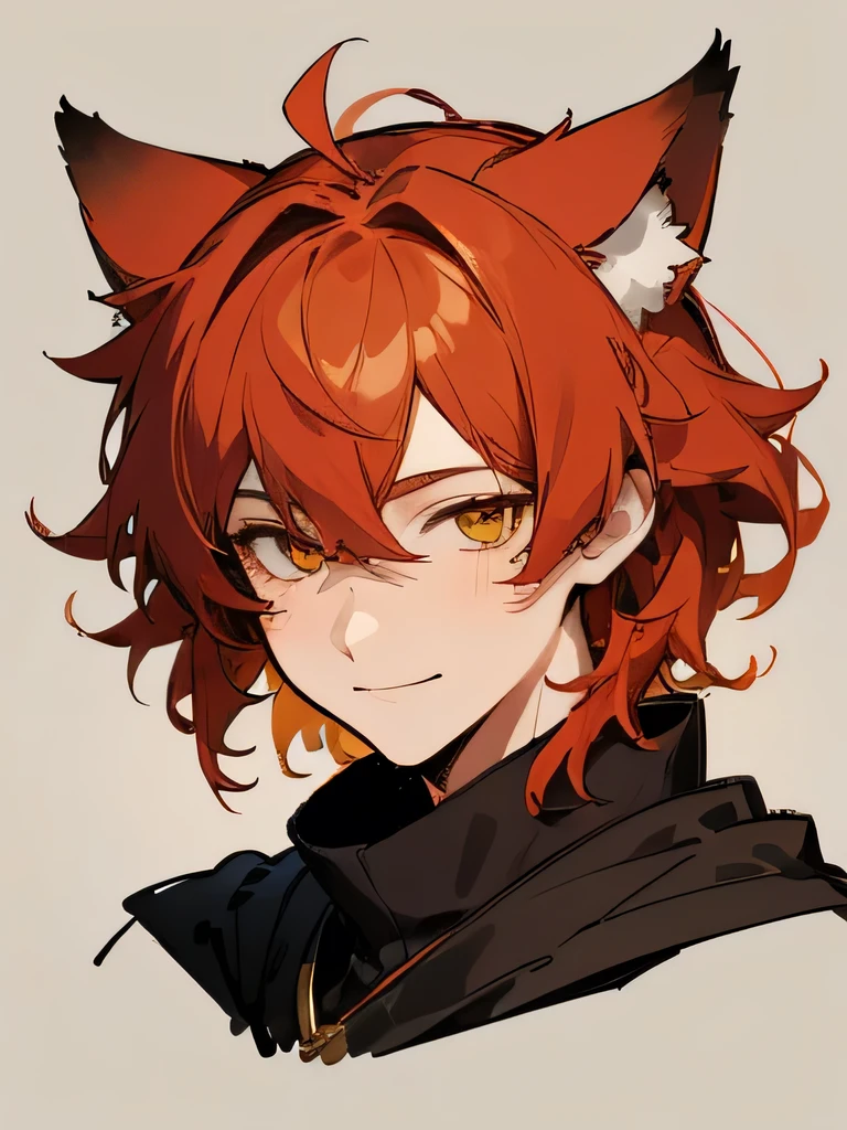 anime character with cat and collar, boy with fox ears, anime boy with cat ears, cute anime catboy, fox ears, anime catboy, fox ears illustration, foxboy, beautiful anime catboy, boy with cat ears and tail, calico colored hair, amber eyes, anime nose, cat whiskers, full body image