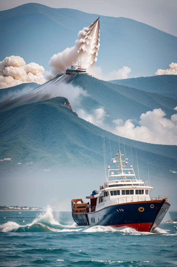 Sea boats in tsunami 