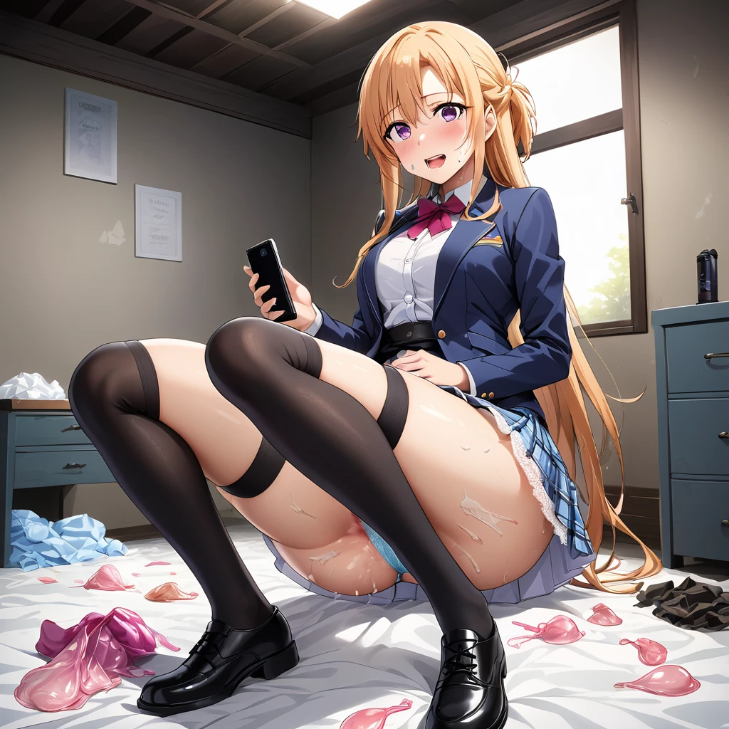 M字Spread your legs、Spread your legs、Highest quality, Expressive eyes, Disheveled clothes、Perfect Face, High resolution, She confessed, 少なくandも, skirtをたくし上げる、Blonde Hair, (Medium chest:1.2), (Purple eyes:1.2), girl2name, 2people々and, skirtをたくし上げる、Show your underwear、Angle from below、少なくandも, Long Hair, Orange Hair, (Purple eyes:1.1), Hair between the eyes,skirt, Knee socks, bow, , Jacket, pleated skirt, shoes, black Knee socks, zettai ryouiki, Plaid, Plaid skirt, blazer, Highly detailed face, Perfect lighting, Highly detailed CG, (Perfect hands, Perfect Anatomy), blush、Sweat、Mouth mask、Black Mask、 Looking at the audience, abdomen, Contrasting, Cowboy Shot, Ahegao, Ahegao,、Light blue underwear、Light blue pants、((Light blue lace ))、A view from slightly below、Light blue pantiest blue lace panties)),SexyascinatingKnee socksックス、 up the skirt、Show your underwear、delicate underwear、(((Show off your underwear)))、Spread your legs、(Incredibly dirty room、operating a smartphone:1.4)、The room is full of rubbish、Garbage containing rolle tissue、Detailed garbage pile on background、、 Room、Scattering of food waste、(Used cm litter:1.4)、Penis inserted ina(SEX)、Sperm insidepping vagina、Showgina、Open yocket、Show your breasts、Nipples eripping saliva、girl(Cowgirl)、Big smile、Thin pubicsuna