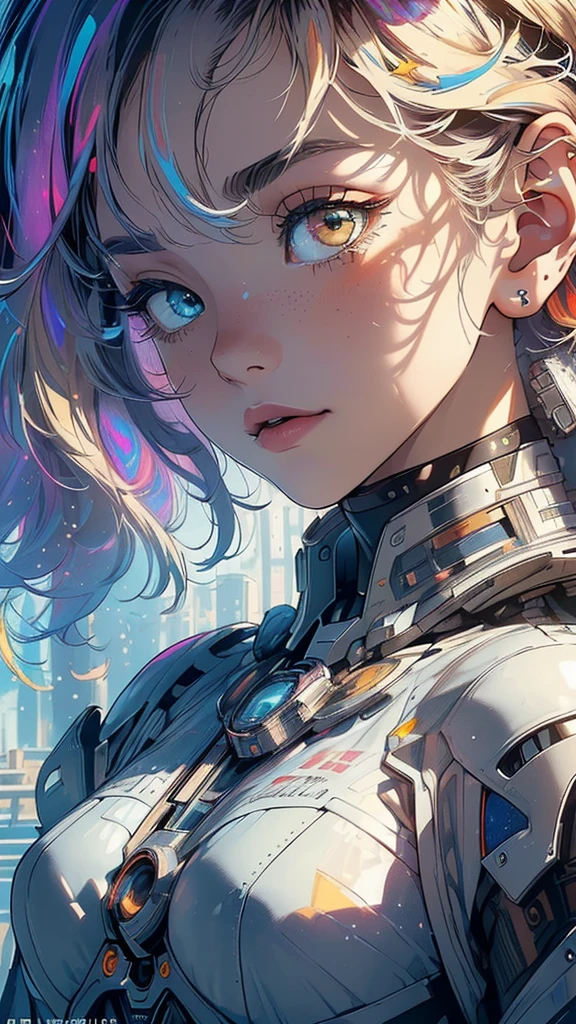 (((masterpiece, highest quality))),(((solo:1.2))),(((1girl:1.2))),32k wallpaper, very detailed,(((((portfolio))))),(((((Close-up))))),(((((bust up))))),((((more various angle)))),(((highlight))),((((heterochromia)))),(((complete. detailed face))),((((Extremely talented)))),((((Wonderfully detailed complicated machine)))),((((genius mechanic)))),((Overall colorfully)),(((futuristic galaxy))),(((perfect clear skinn)))
