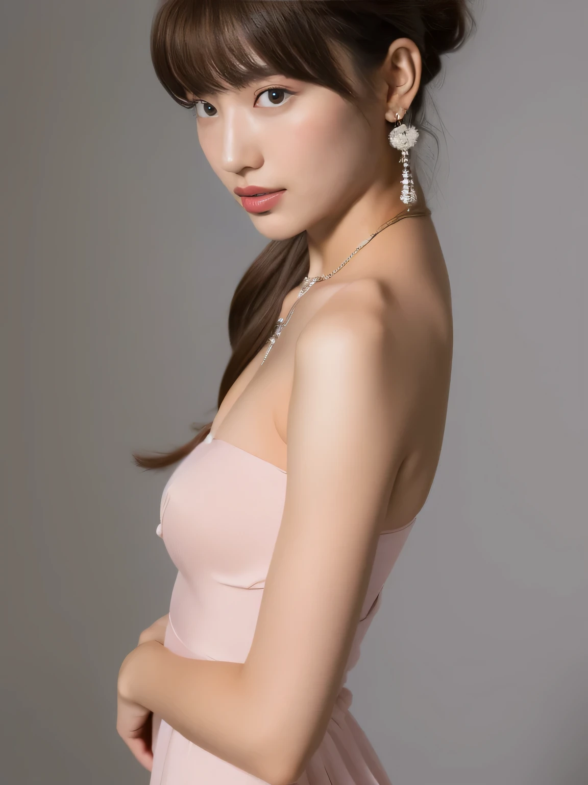 (Colorful satin nightgown, No bra, The shape of the nipples is visible, Spread your legs a little:1.5),

((Age 25, The ideal beautiful wife, Sexy body, Naughty older sister, She flashes her breasts at me and tempts me, Looking forward:1.4)),
((Small breasts, Flat Chest:1.2)),

((Living room at home, Complete darkness, Candlelight:1.4)), 
((She&#39;s walking around naked, Her body is incredibly beautiful and stylish, Touch her whole body from her breasts to her thighs, Her face is so cute when she feels it, She looks happy and ecstatic, The breasts are a little loose :1.3)),

Eye focus, Narrow shoulders, Beautiful clavicle, Long, slender legs, The back of the hand is beautiful and feminine, 
Slender figure, A soft belly, Thin waist, 
Ultra detailed face, Ultra detailed breasts, Ultra-detailed skin, Fair skin, Glossy Skin, 

Ultra-detailed lips, Fuller lips, Glossy pink lips, Flushed Cheeks, White teeth, 
Beautiful actress&#39;s languid make-up, Pink lipstick, 
Dark Brown Hair, Delicate soft hair, 
(Put your hair up, Fluffy Short Bob:1.2), (Sweep your bangs to the side:1.2), 
(Stylish looking earrings,necklace:1.2), 
