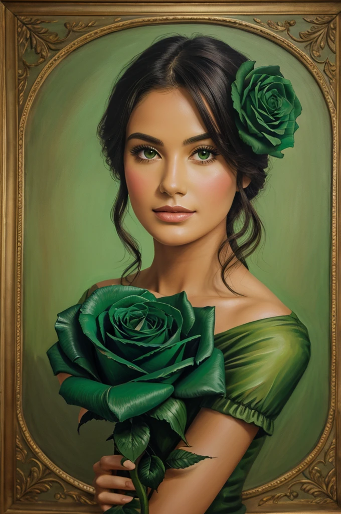 A green rose painting