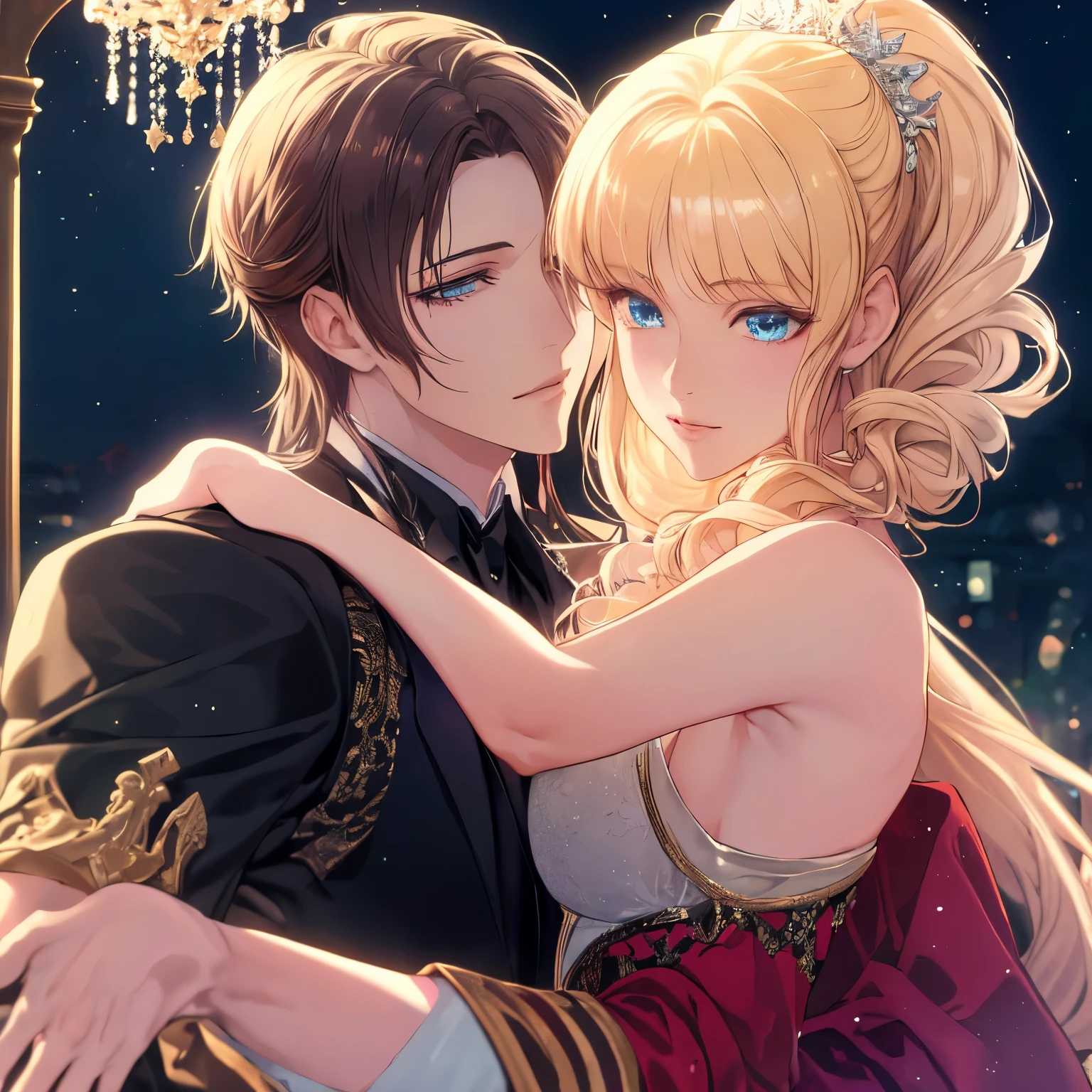  (masterpiece, 8K, Absurd, Digital Art, Digital Illustration, Realistic, Very detailed, Realistic lighting), (Perfect Face, Perfect Eyes, Perfect body), male,1 person, 20代の若いネクロマンサーのmale,Attending a Royal Ball, Dancing with a partner, night, Elegant Ballroom, Wide-angle shot, Chandelier light, Character elegant outfit, Luxurious and smooth, Elegant and festive, Anime Style, Fascinating anime, Pixiv Fan Art,Attention to detail; masterpiece;