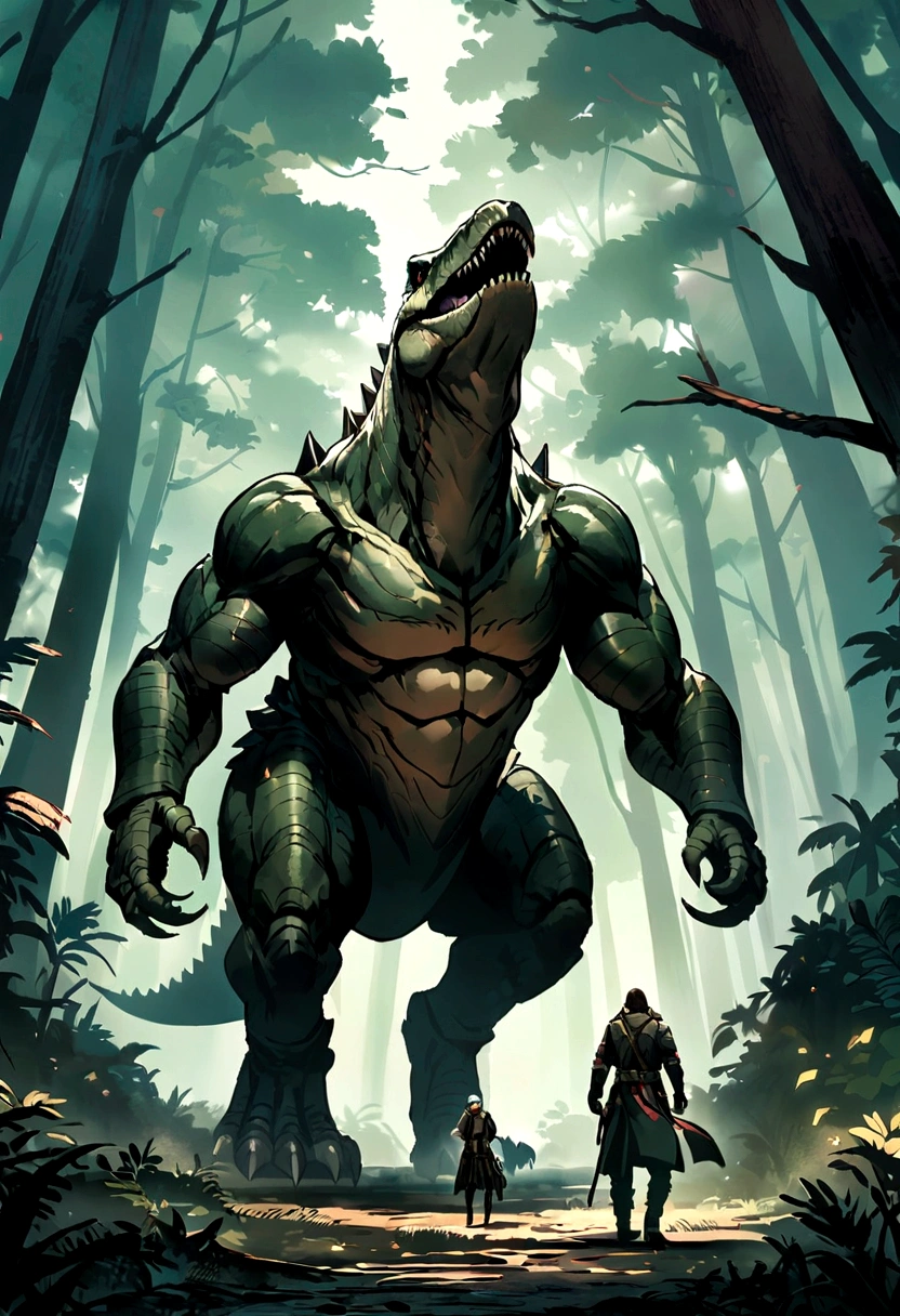 Tyrannosaurus,jungle、An illustration
