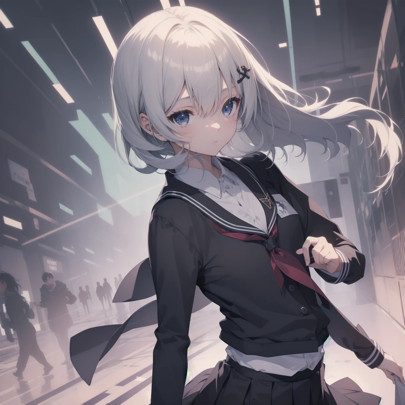 ultra-absurdres-Top quality by artist God, ultra-detailed, high resolution, anime moe artstyle, best anime 8k konachan wallpaper, pixiv contest winner, pool:2810, perfect anatomy,break, 1girl, (Please draw a girl walking sleepily to school alone. )break,(Solo,little female, 13-year-old:1.3),Full limbs, complete fingers,a junior high school student, (very short hair), short cut, flat chest, , small butt, small black eyes, beautiful detailed eyes, well-proportioned iris and pupils, expressive eyes, highres detailed hair, soft expression, salor school_uniform, sailor collar, serahuku, bow, pleated skirt,(Detailed Lighting), (Detailed background), in the School commute route. break,super detailed skin, Best cinematic lighting powered by famous artist, 8k,beauty illustration,photoshop_(medium),very aesthetic,break,((artist:wa_(genryusui) )), artist:clamp ,artist:carnelian ,artist:kantoku ,

