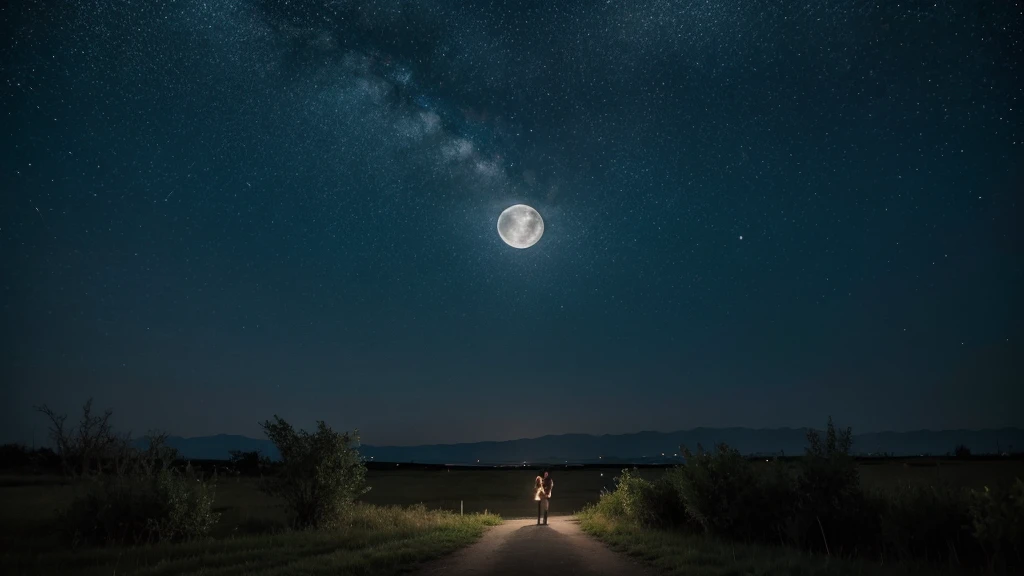 A starry night with full moon
