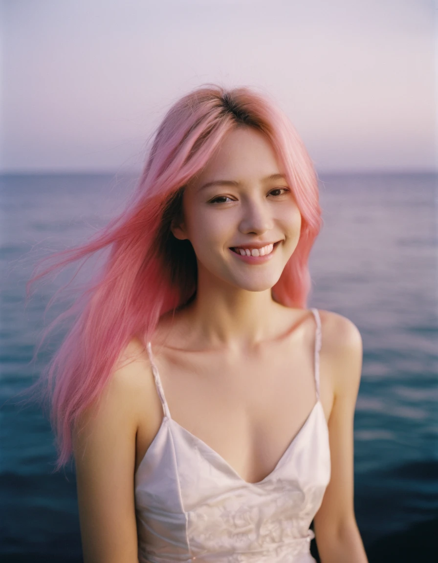 best quality,masterpiece,ultra-high resolution,(authenticity:1.4),original photo,Cinema lighting,
1 girl, with long pink hair, (long hair)Smile, backlight, ocean,photography of todd hido, dramatic light 8 0 mm camera, todd hido, shot on large format film camera, medium format. soft light, todd hido photography, studio medium format photograph, photo taken with provia 1967, subtractive lighting, Hasselblad photograph,Aerial View,woman, with long pink hair