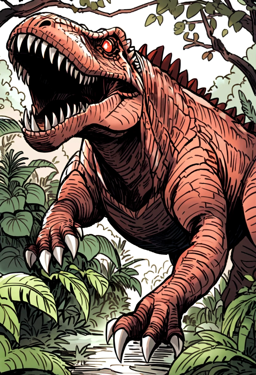 Tyrannosaurus,jungle、Coloring book