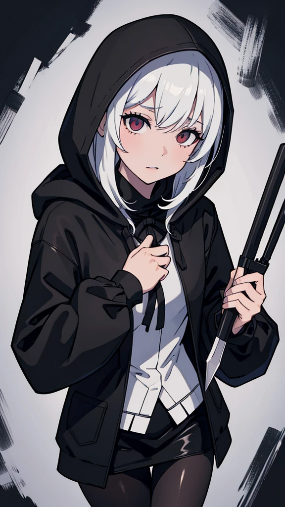 murderer,Holding a knife,Pantyhose,Black Raincoat,Wearing a hood,Ultra HD,masterpiece,super high quality,Ultra-high resolution,Highest quality,Advanced,Highest quality,Highest Resolution,high quality,beautiful,beautiful,High quality,Realな質感,Real,8K,Detailed,