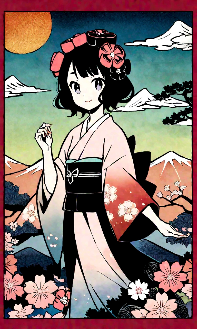 Ukiyo-e Katsushika Hokusai big Fuji Mountain firework cherry blossoms