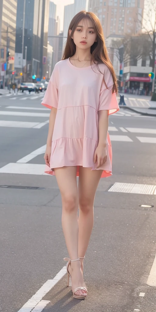 mix4, 20d, solo, long_hair, shirt, dress, high_heels,full_body, look_at_viewer, (8k, RAW photo, best quality, masterpiece:1.2), (realistic, photo-realistic:1.37), professional lighting, photon mapping, radiosity, physically-based rendering,