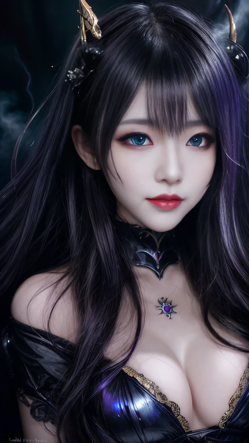 強力なスーパーevil女がクローズアップでポーズをとる, blackい女神 (Bare shoulders), length, 流れるようなpurple色の髪, View your viewers, Very detailedな顔, Perfect hands, Blue smoke swirling around her, evil事を愛する, Captivating blue eyes, Dark fantasy, , realistic girl rendering, 8k artistic german bokeh, Enchanting girl, Real Girls, Gurwitz, Gurwitz-style artwork, Girl Roleplay, Realistic 3D style, cgstation Popular Topics,, 8K Portrait Rendering,(truth,truth:1.4)、Genuine, Symmetric, High detail, Esoteric arachnids lady, Spider Queen Elise, League of Legends, Esoteric arachnids, Combat Stance, ( The body is made with liquid metallic paints in metallic mauve and metallic black.....、It beautifully depicts the female form.....。), length, Sharp Fangs, nature, ((Complex metallic colors in the foreground)), (( Fluid Mechanics, The most beautiful smooth scale face makeup, Smirking expression)) - blackずんだ血, Onyxia、Noir painting of a beautiful young witch, length purple hair, 濃いpurple色の唇, evil, evil女, smile, blackのプロムドレス, She is coming to you, close, Bright Blue Eyes, Surrounded by swirling pink smoke, Genuine, High detail, Alphonse Mucha style, ((Cthulhu)), springing from the depths, (black flowing tentacles), black smoke, darkness, break
epoxy_skull, Pentagram, evil, (Insanity), length, 鋭いteeth, ((Glowing golden eyes)), break
ral-3dwvz, Symmetric, Balanced, (black tendrils of smoke), teeth, (universe), Deep underwater, break
cursed image, ((Realistic)), 4K, Very detailed, (laser prism spectrum gradient background lighting), purple, black, green, break