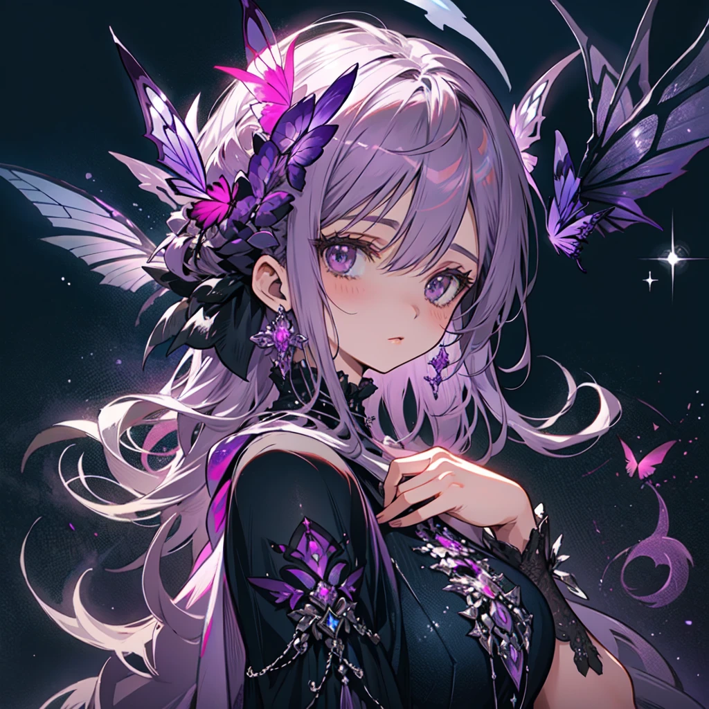 (((purple, silver, glimmer)), faerie), limited palette, contrast, phenomenal aesthetic, best quality, sumptuous artwork