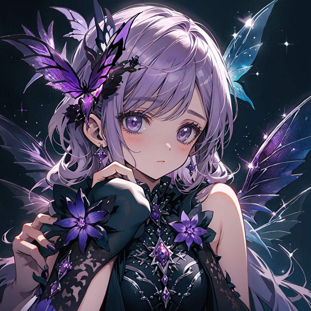 (((purple, silver, glimmer)), faerie), limited palette, contrast, phenomenal aesthetic, best quality, sumptuous artwork