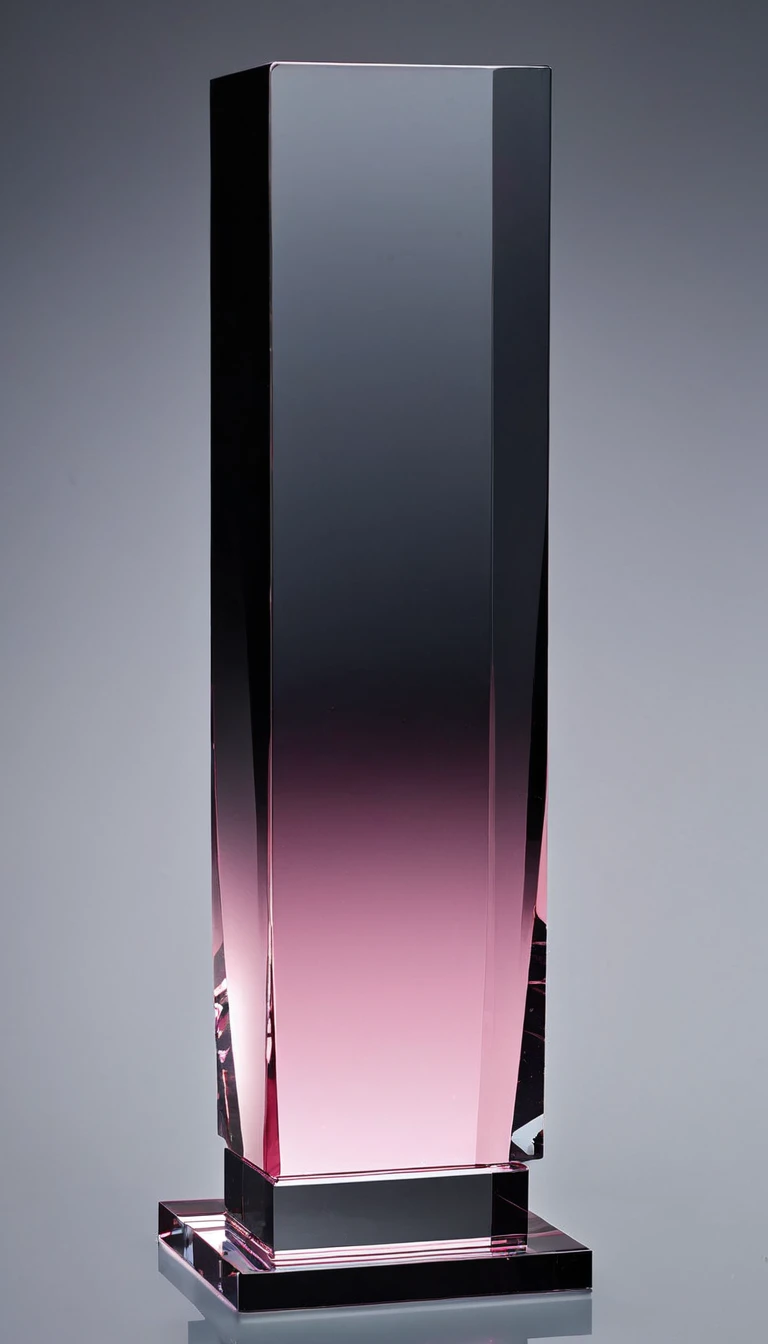 One:Trophies；Black crystal（up），Pink crystal base（down）；Integrally formed，Directly above and directly below；cuboid（Proportion：4：7：16），Square column，cube。