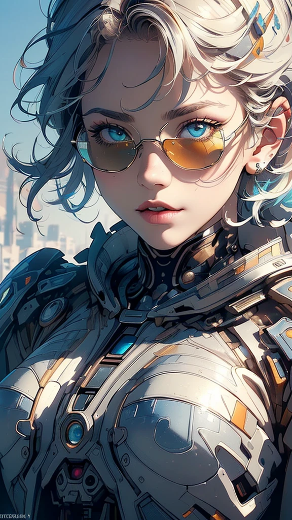 (((masterpiece, highest quality))),(((solo:1.2))),(((1girl:1.2))),32k wallpaper, very detailed,(((((portfolio))))),(((((Close-up))))),(((((bust up))))),((((more various angle)))),(((highlight))),((((heterochromia)))),(((complete. detailed face))),((((Extremely talented)))),((((Wonderfully detailed complicated machine)))),((((genius mechanic)))),((Overall colorfully)),(((futuristic galaxy))),(((perfect clear skinn))),((Cleavage)),((sunglasses))