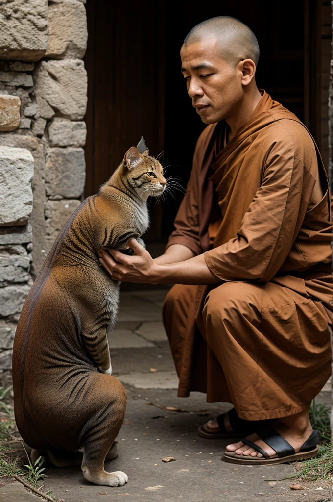 Monk with animals