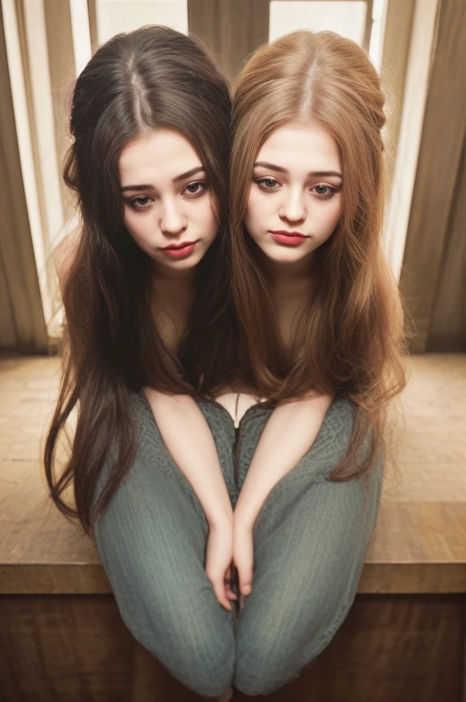 A gorgeous, pretty, nude, bare naked, sweet, sensitive, friendly, charming, graceful, stylish, alluring, majestic, ethereal, angelical ginger long haired russian girl. She's with a litte girl.