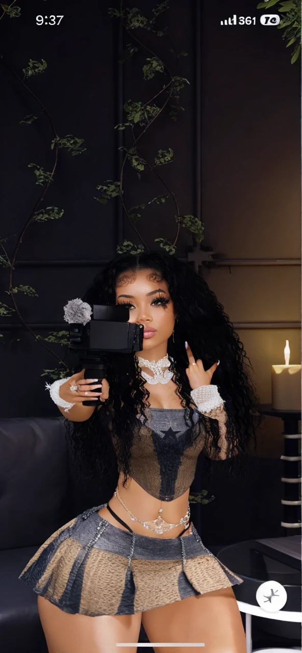 Lightskin girl with camera